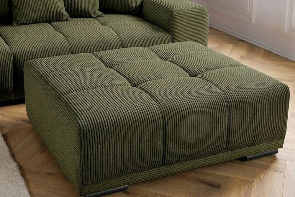 Riess-Ambiente Polsterhocker|Sitzhocker > Moderner Hocker ELEGANCIA 110cm grün Cord mit Ziersteppung