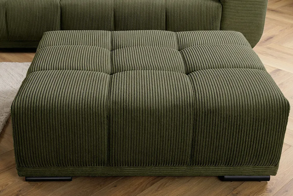 Riess-Ambiente Polsterhocker|Sitzhocker > Moderner Hocker ELEGANCIA 110cm grün Cord mit Ziersteppung