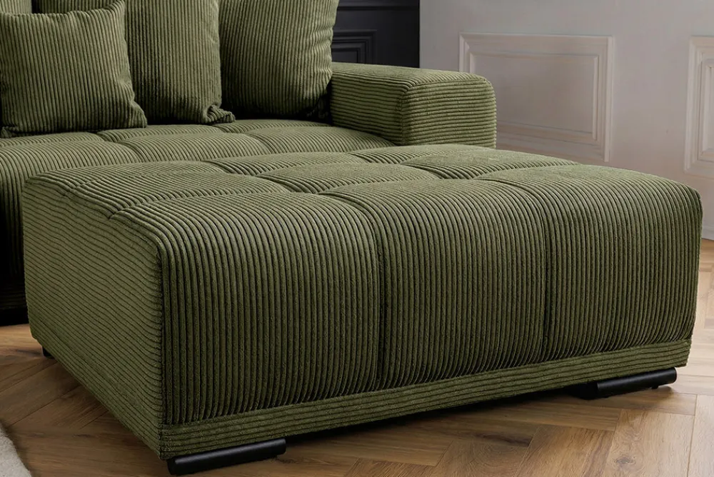 Riess-Ambiente Polsterhocker|Sitzhocker > Moderner Hocker ELEGANCIA 110cm grün Cord mit Ziersteppung