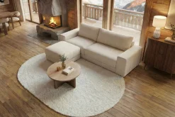 Riess-Ambiente Skandinavisch|Polsterhocker > Moderner Hocker LOFT 75cm champagner beige Chenille Nosagfederung Taschenfederkern