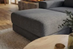 Riess-Ambiente Polsterhocker > Moderner Hocker LOFT 75cm grau Vogue Velours Samt Nosagfederung Taschenfederkern