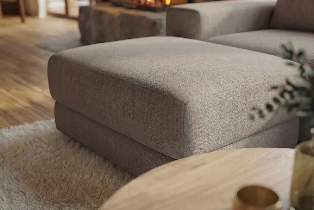 Riess-Ambiente Polsterhocker > Moderner Hocker LOFT 75cm taupe Vogue Velours Samt Nosagfederung Taschenfederkern
