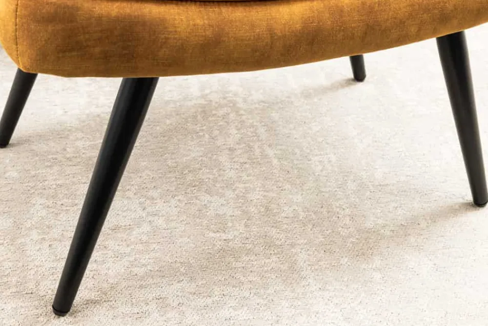 Riess-Ambiente Skandinavisch|Sessel > Moderner Hocker SCANDINAVIA senfgelb Samt schwarze Metallbeine Fußhocker