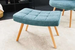 Riess-Ambiente Skandinavisch|Sessel > Moderner Hocker SCANDINAVIA blau Strukturstoff Massivholz-Beine Fußhocker
