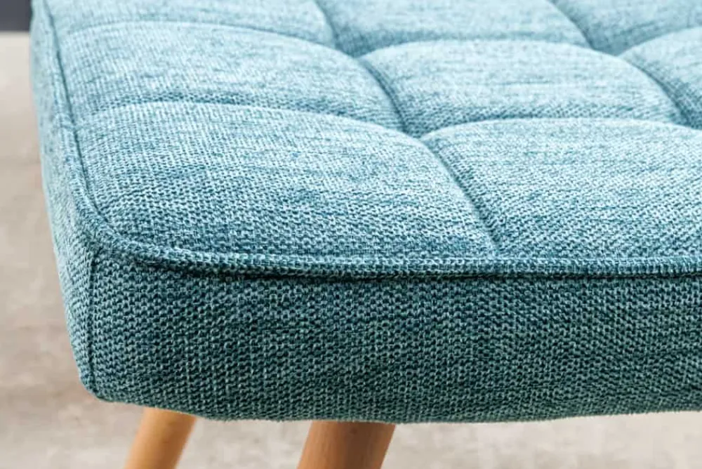 Riess-Ambiente Skandinavisch|Sessel > Moderner Hocker SCANDINAVIA blau Strukturstoff Massivholz-Beine Fußhocker