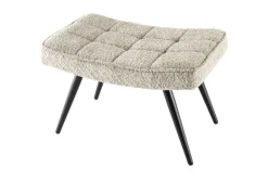 Riess-Ambiente Skandinavisch|Sessel > Moderner Hocker SCANDINAVIA champagner greige Bouclé schwarze Metallbeine Fußhocker