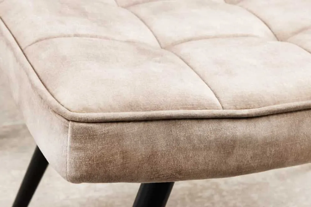 Riess-Ambiente Skandinavisch|Sessel > Moderner Hocker SCANDINAVIA champagner beige Samt schwarze Metallbeine Fußhocker