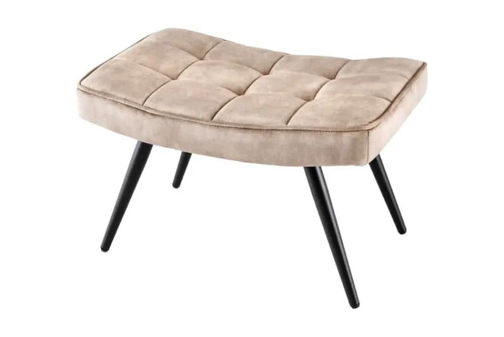 Riess-Ambiente Skandinavisch|Sessel > Moderner Hocker SCANDINAVIA champagner beige Samt schwarze Metallbeine Fußhocker