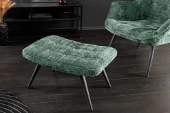 Riess-Ambiente Skandinavisch|Sitzhocker > Moderner Hocker SCANDINAVIA grün Chenille Cremona Metallbeine Fußhocker