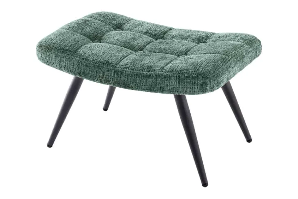Riess-Ambiente Skandinavisch|Sitzhocker > Moderner Hocker SCANDINAVIA grün Chenille Cremona Metallbeine Fußhocker