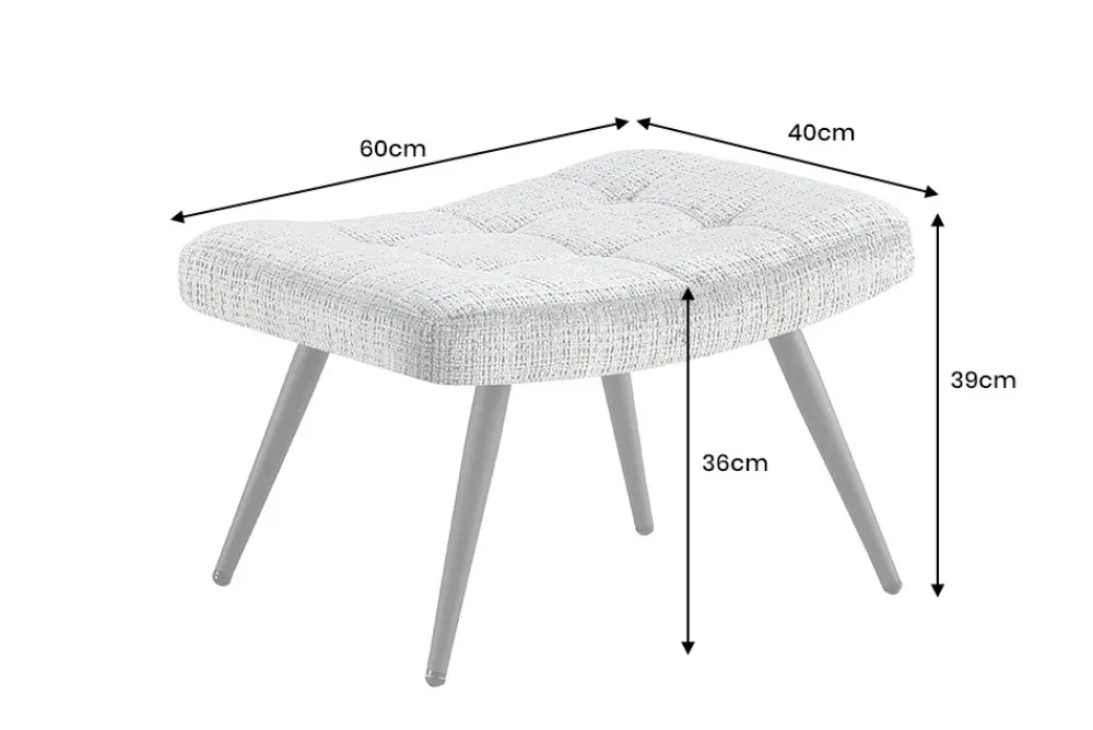 Riess-Ambiente Skandinavisch|Sitzhocker > Moderner Hocker SCANDINAVIA grün Chenille Cremona Metallbeine Fußhocker