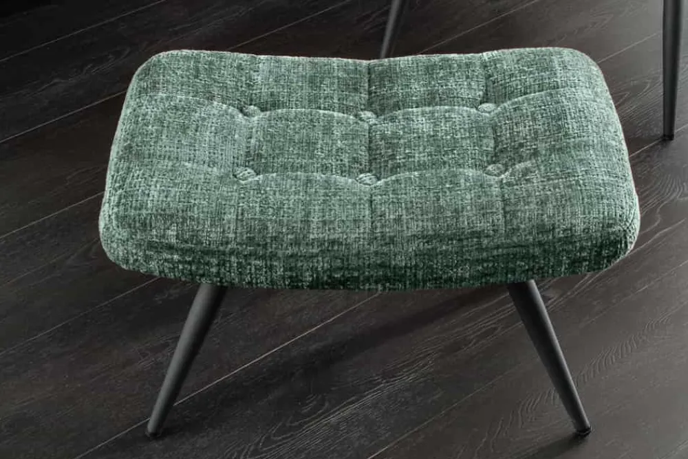 Riess-Ambiente Skandinavisch|Sitzhocker > Moderner Hocker SCANDINAVIA grün Chenille Cremona Metallbeine Fußhocker