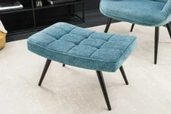 Riess-Ambiente Skandinavisch|Sitzhocker > Moderner Hocker SCANDINAVIA blau Strukturstoff Metallbeine Fußhocker