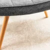 Riess-Ambiente Skandinavisch|Sessel > Moderner Hocker SCANDINAVIA grau Strukturstoff Massivholz-Beine Fußhocker