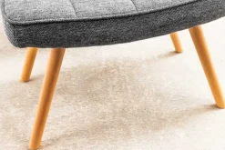 Riess-Ambiente Skandinavisch|Sessel > Moderner Hocker SCANDINAVIA grau Strukturstoff Massivholz-Beine Fußhocker