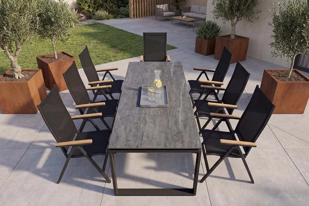 Riess-Ambiente Haus & Garten|Industrial Loft > Moderner In- und Outdoor Esstisch FLOATING 210cm anthrazit Keramik Gartentisch wetterfest
