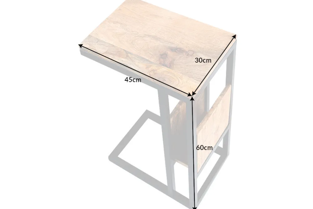 Riess-Ambiente Mehr...|Couchtische > Moderner Laptoptisch CONCIERGE 60cm natur Mangoholz Beistelltisch mit Stauraum Metallgestell