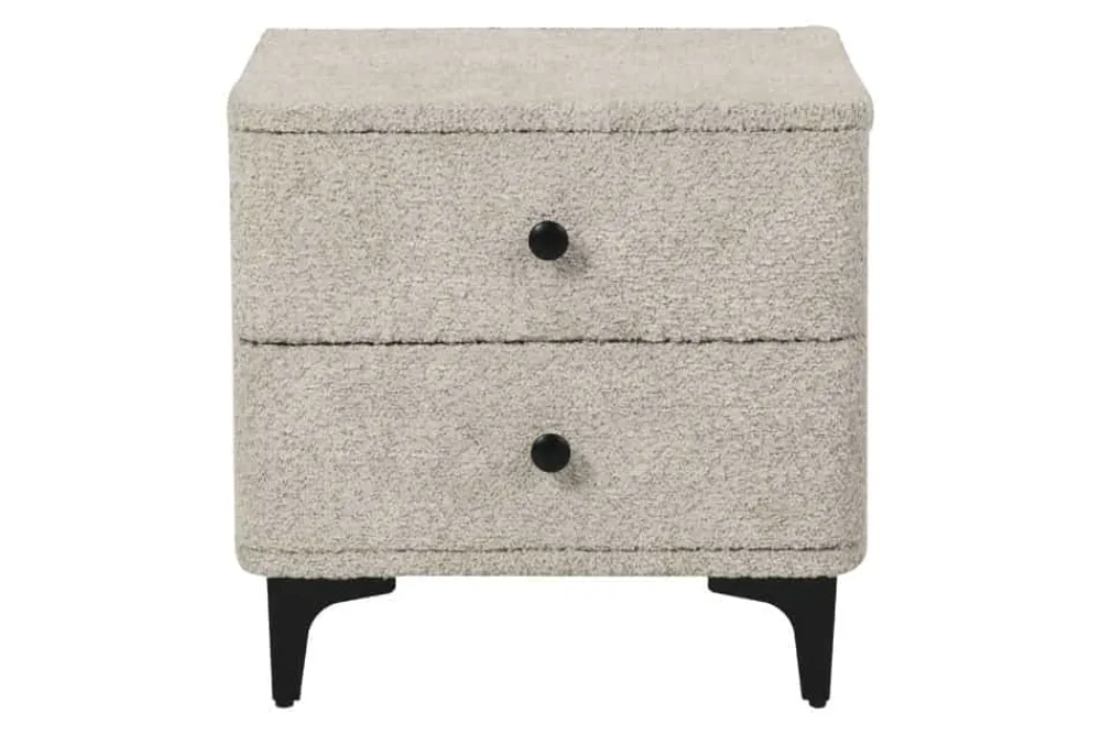 Riess-Ambiente Retro Möbel|Nachttische > Moderner Nachttisch ART DECO 45cm greige Bouclé mit Schubladen schwarz Metall