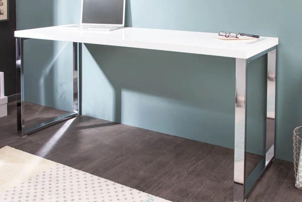 Riess-Ambiente Bürotische > Moderner Schreibtisch WHITE DESK 140cm weiß Hochglanz Bürotisch