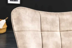 Riess-Ambiente Skandinavisch|Loungesessel > Moderner Sessel SCANDINAVIA champagner beige Samt schwarze Metallbeine mit Armlehne