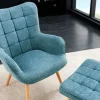 Riess-Ambiente Skandinavisch|Loungesessel > Moderner Sessel SCANDINAVIA blau Strukturstoff Massivholz-Beine mit Armlehnen