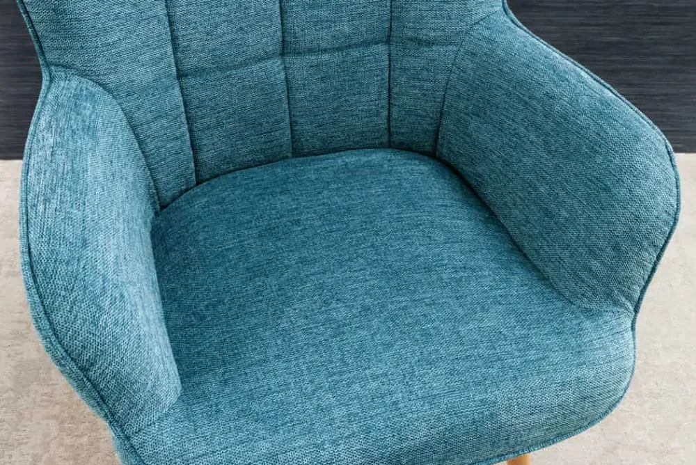 Riess-Ambiente Skandinavisch|Loungesessel > Moderner Sessel SCANDINAVIA blau Strukturstoff Massivholz-Beine mit Armlehnen