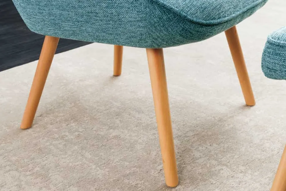 Riess-Ambiente Skandinavisch|Loungesessel > Moderner Sessel SCANDINAVIA blau Strukturstoff Massivholz-Beine mit Armlehnen