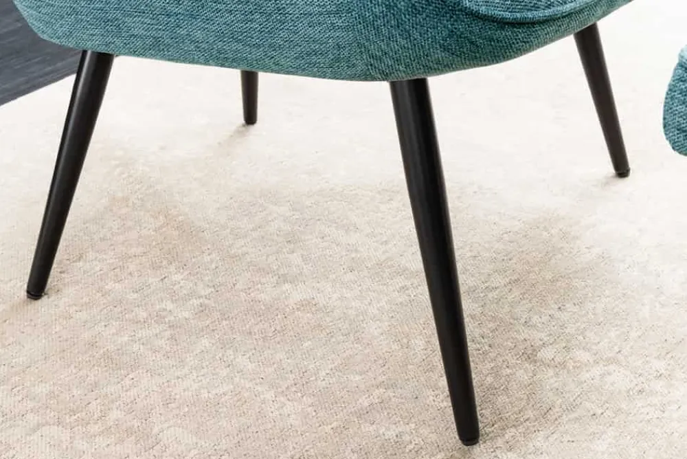 Riess-Ambiente Skandinavisch|Loungesessel > Moderner Sessel SCANDINAVIA blau Strukturstoff schwarz Metall mit Armlehne