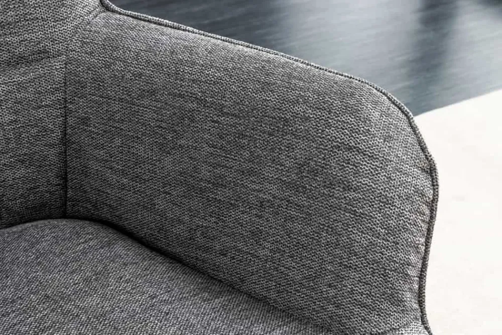 Riess-Ambiente Skandinavisch|Loungesessel > Moderner Sessel SCANDINAVIA grau Strukturstoff schwarze Metallbeine mit Armlehnen