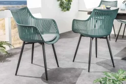 Riess-Ambiente Skandinavisch|Retro Möbel > Moderner Stuhl SIGNUM salbei schwarz Kunststoff Gartenstuhl Indoor Outdoor mit Armlehnen