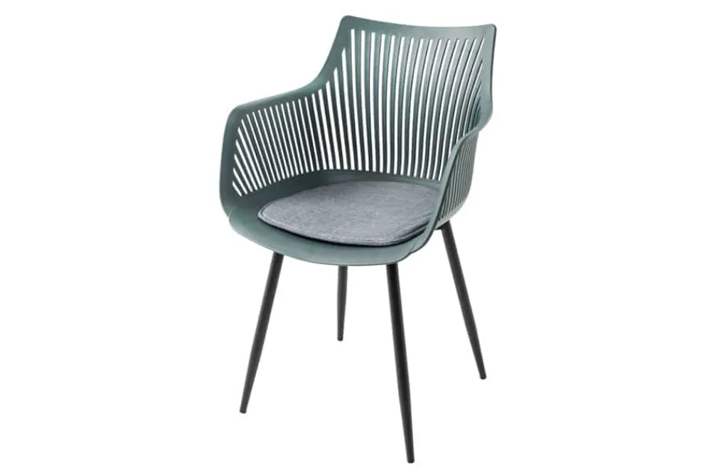 Riess-Ambiente Skandinavisch|Retro Möbel > Moderner Stuhl SIGNUM salbei schwarz Kunststoff Gartenstuhl Indoor Outdoor mit Armlehnen