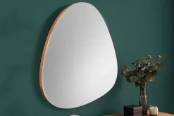 Riess-Ambiente Mehr...|Wohnaccessoires > Moderner Wandspiegel NOEMI 70cm natur Eiche Massivholz handmade asymmetrisches Design