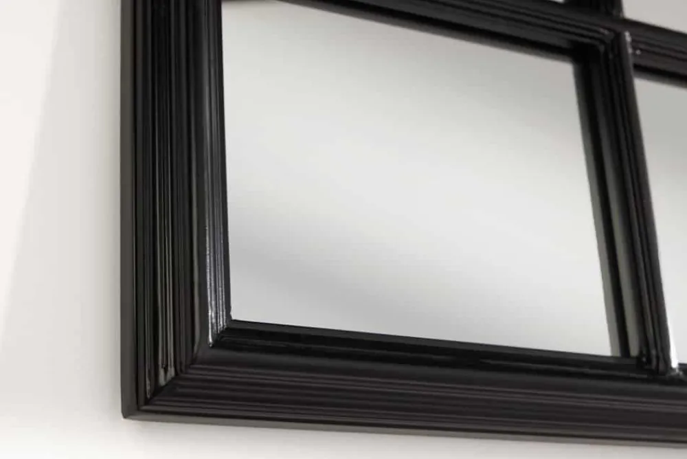 Riess-Ambiente Industrial Loft|Spiegel > Moderner Wandspiegel PARIS 120cm schwarz Fensterspiegel Rundbogen-Design