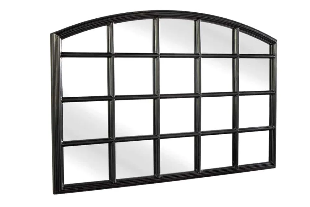 Riess-Ambiente Industrial Loft|Spiegel > Moderner Wandspiegel PARIS 120cm schwarz Fensterspiegel Rundbogen-Design
