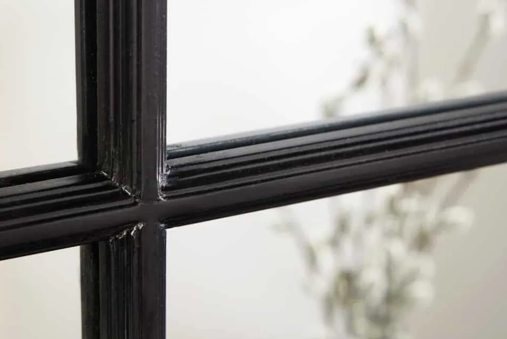 Riess-Ambiente Industrial Loft|Spiegel > Moderner Wandspiegel PARIS 120cm schwarz Fensterspiegel Rundbogen-Design