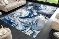Riess-Ambiente Teppiche > Moderner XXL Teppich ART RUGS 350x240cm grau blau weiß Flachgewebe Indoor