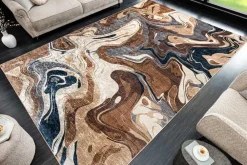 Riess-Ambiente Teppiche > Moderner XXL Teppich EARTH 350x235cm braun beige blau Flachgewebe Indoor-Teppich