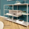 Riess-Ambiente Skandinavisch|Standregale > Modernes Bücherregal SLIM LINE 115cm champagner beige Metallgestell fünf Regalböden