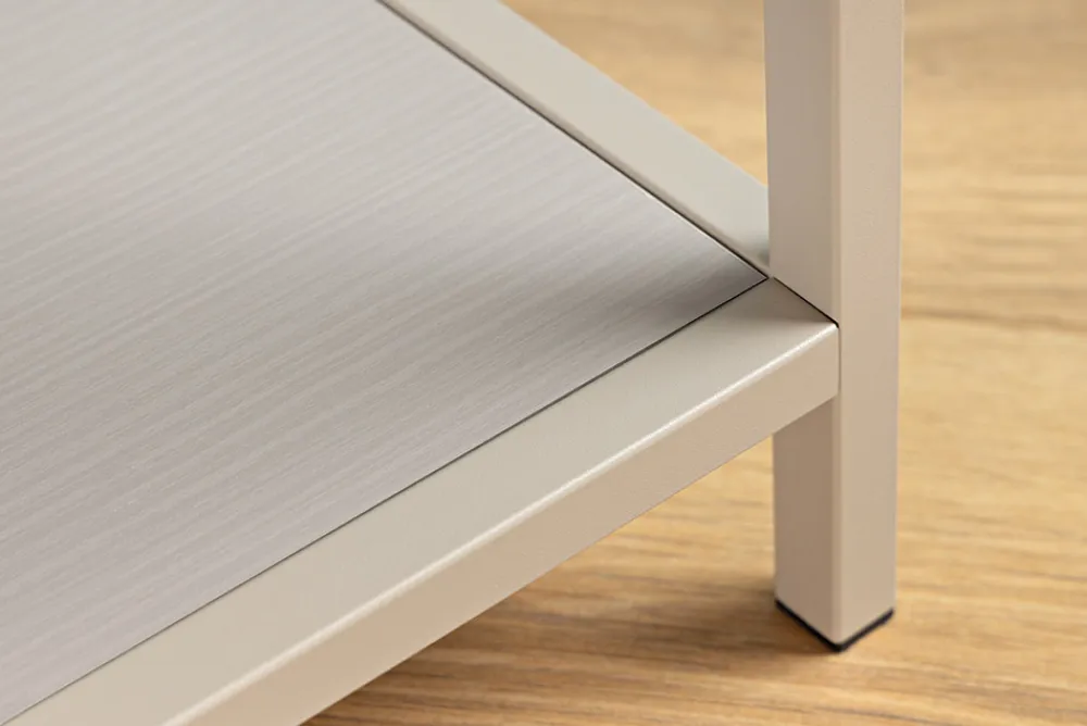 Riess-Ambiente Skandinavisch|Standregale > Modernes Bücherregal SLIM LINE 115cm champagner beige Metallgestell fünf Regalböden