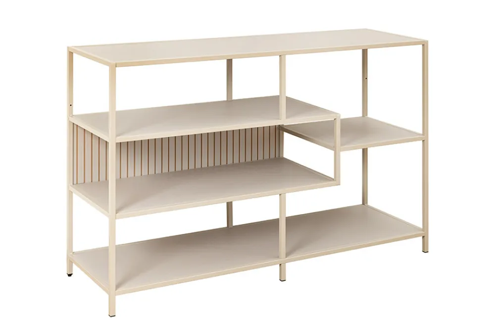 Riess-Ambiente Skandinavisch|Standregale > Modernes Bücherregal SLIM LINE 115cm champagner beige Metallgestell fünf Regalböden