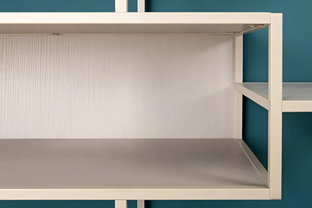 Riess-Ambiente Skandinavisch|Standregale > Modernes Bücherregal SLIM LINE 115cm champagner beige Metallgestell fünf Regalböden