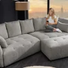 Riess-Ambiente Skandinavisch|Xxl Sofa > Modernes Big Sofa ROYAL 295cm grau Bouclé Federkern XXL-Couch inkl. Kissen