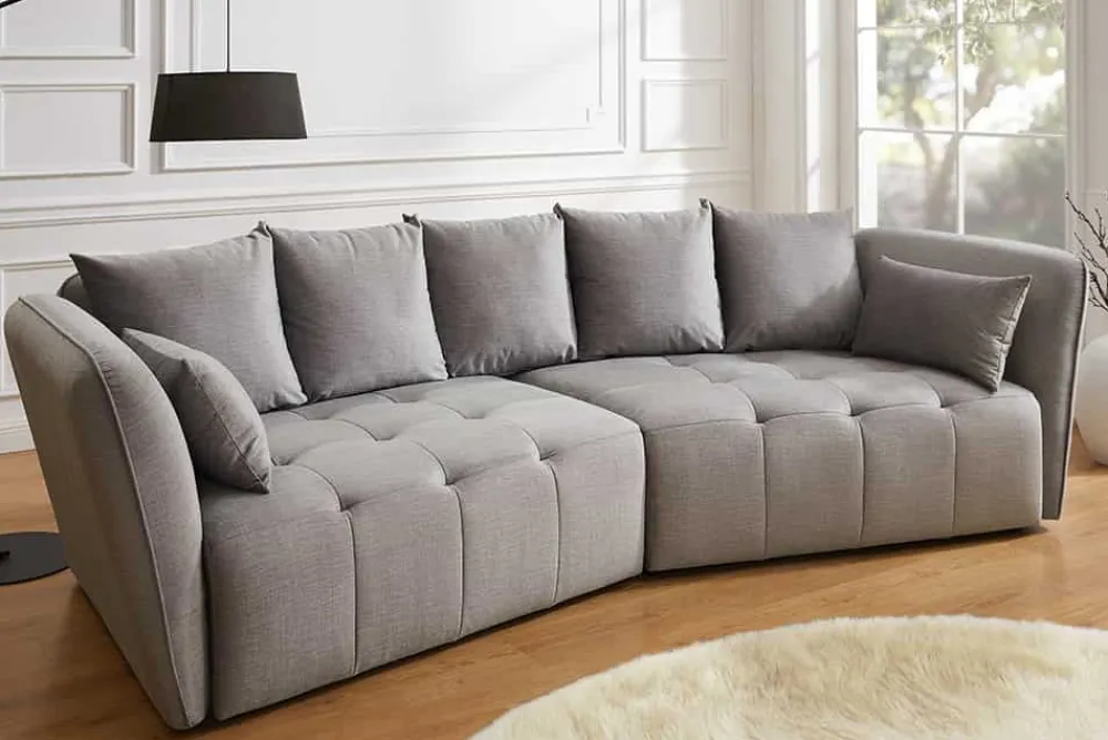 Riess-Ambiente Skandinavisch|Xxl Sofa > Modernes Big Sofa ROYAL 295cm grau Veloursstoff Federkern XXL-Couch