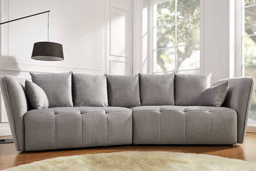 Riess-Ambiente Skandinavisch|Xxl Sofa > Modernes Big Sofa ROYAL 295cm grau Veloursstoff Federkern XXL-Couch