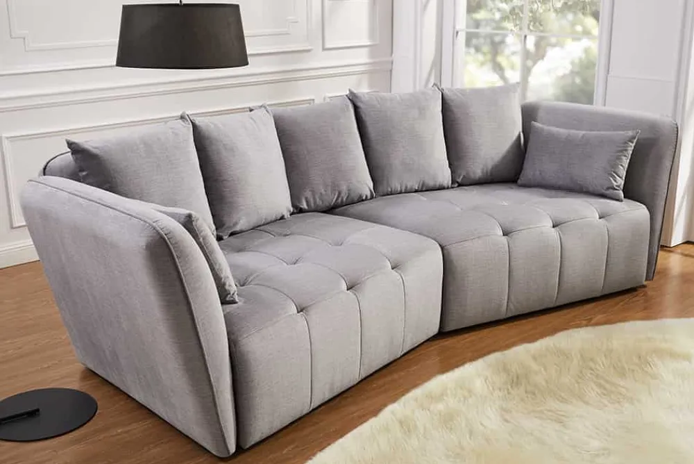 Riess-Ambiente Skandinavisch|Xxl Sofa > Modernes Big Sofa ROYAL 295cm grau Veloursstoff Federkern XXL-Couch