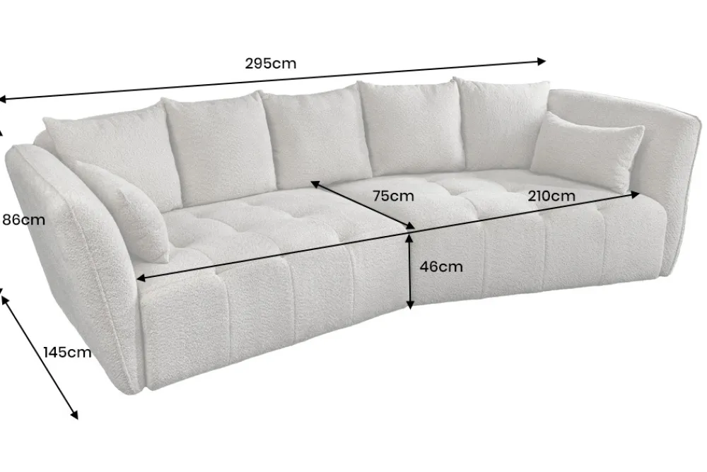 Riess-Ambiente Skandinavisch|Xxl Sofa > Modernes Big Sofa ROYAL 295cm grau Veloursstoff Federkern XXL-Couch