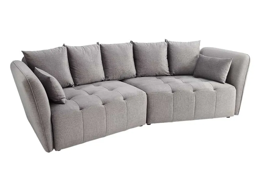 Riess-Ambiente Skandinavisch|Xxl Sofa > Modernes Big Sofa ROYAL 295cm grau Veloursstoff Federkern XXL-Couch