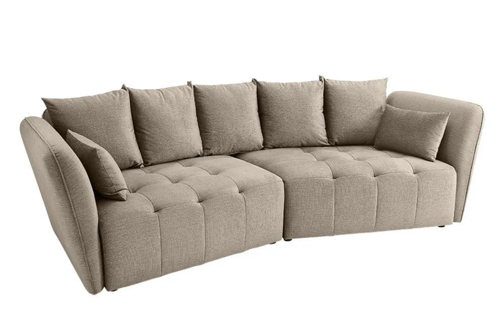 Riess-Ambiente Skandinavisch|Xxl Sofa > Modernes Big Sofa ROYAL 295cm greige Veloursstoff Federkern XXL-Couch