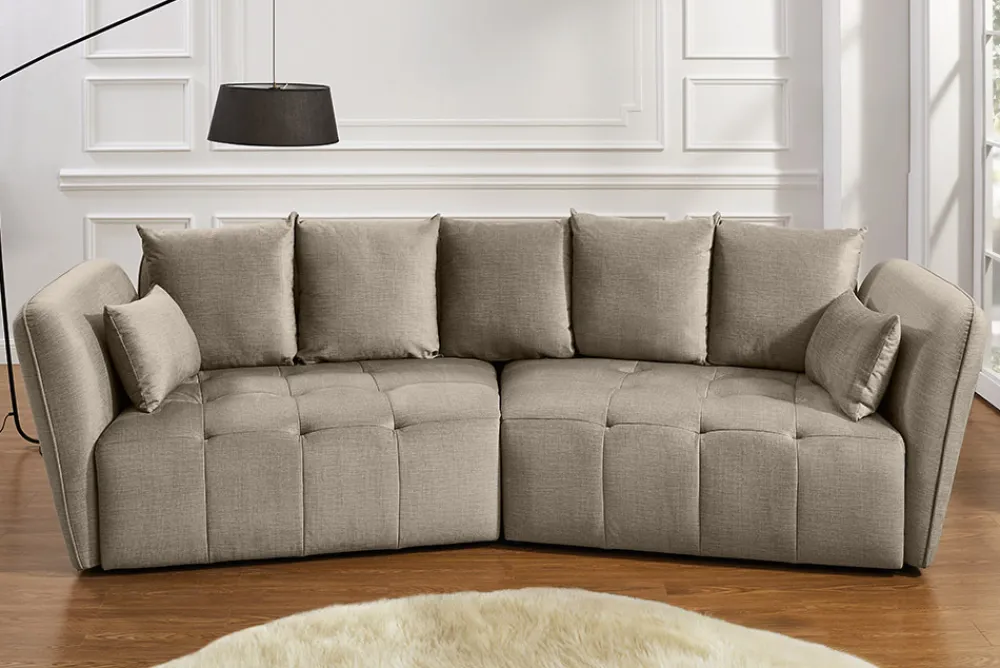 Riess-Ambiente Skandinavisch|Xxl Sofa > Modernes Big Sofa ROYAL 295cm greige Veloursstoff Federkern XXL-Couch