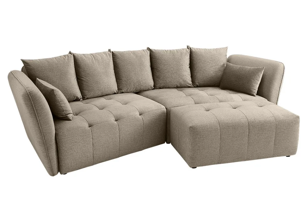 Riess-Ambiente Skandinavisch|Xxl Sofa > Modernes Big Sofa ROYAL 295cm greige Veloursstoff Federkern XXL-Couch